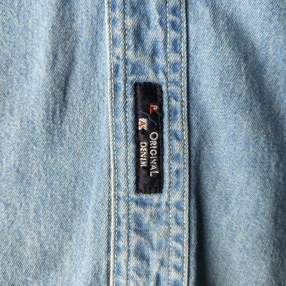 VTG Big Sur International Marathon Mens L Denim Shirt Button Down Embroidered - Picture 7 of 13